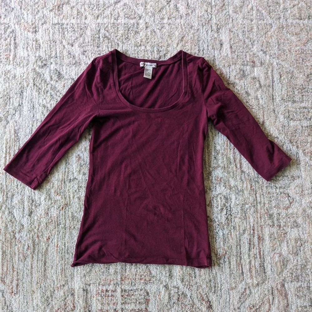 Forever 21 3/4 Sleeve Fitted Top | S